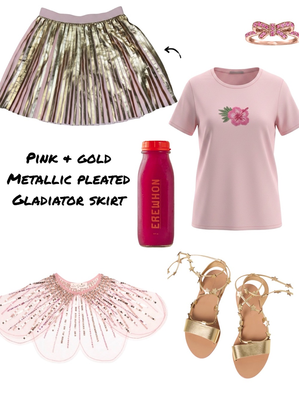 Primigi Pink and Gold Metallic Pleated Gladiator Skirt Girls 12 or Adult 0